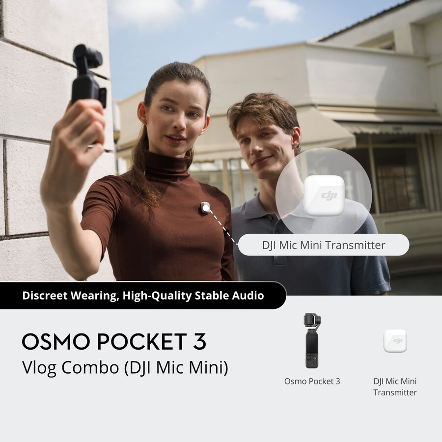 osmo pocket 3 vlog-bundle - dji mic mini transmitter arktisweiß