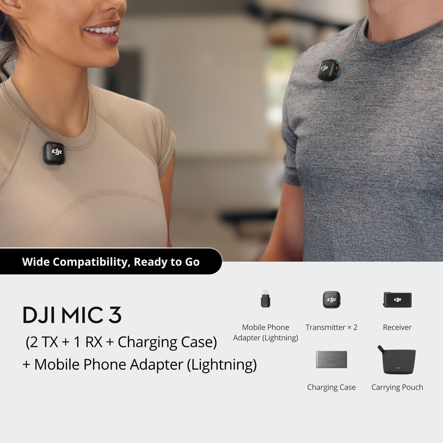 dji mic 3 2 sender 1 empfänger ladecase smartphone-adapter lightning