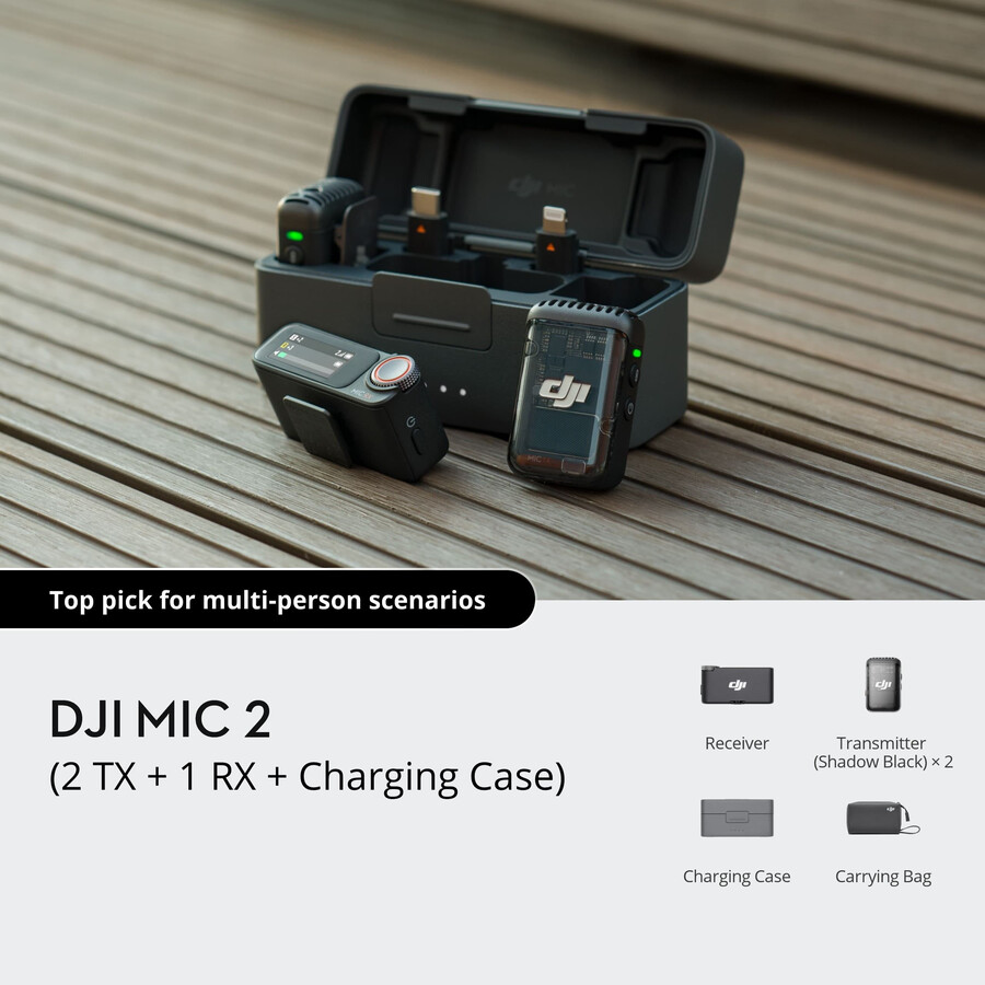 dji mic 2 2 sender 1 empfänger ladecase